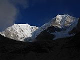 Rolwaling 08 03 Tengi Ragi Tau At Sunrise From Camp Below Tashi Lapcha Pass In Thame Valley Tengi Ragi Tau (6943m) shone in the early morning sunshine from our camp between Tashi (Tesi) Lapcha pass and Thame.